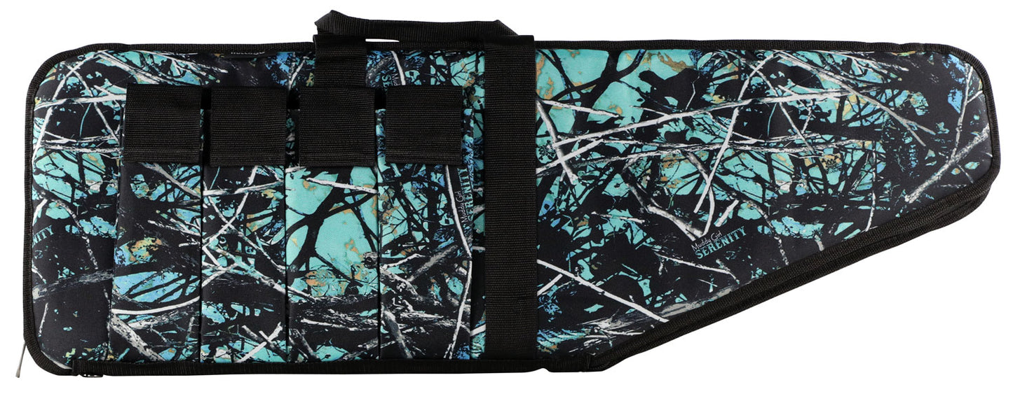 Bulldog SRN1038 Extreme Tactical Rifle Case Made Of Water-Resistant Nylon With Muddy Girl Serenity Camo, Black Trim, Tricot Lining, 4 External Velcro Mag Pouches & Soft Padding 38" L