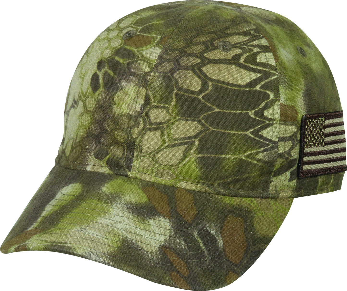 Outdoor Cap TAC-600-H Cap Kryptec Highlander W/ USA Flag Low Profile