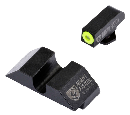 Night Fision GLK001014YGZ Tritium Night Sights For Glock Black | Green Tritium Yellow Ring Front Sight Black Rear Sight