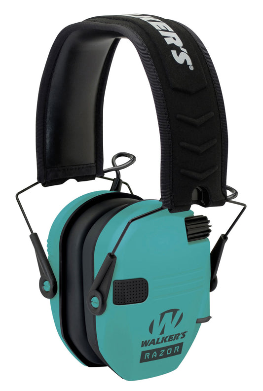 Walkers GWPRSEMLTL Razor Slim Electronic Muff 23 DB Over The Head Black/Teal Polymer