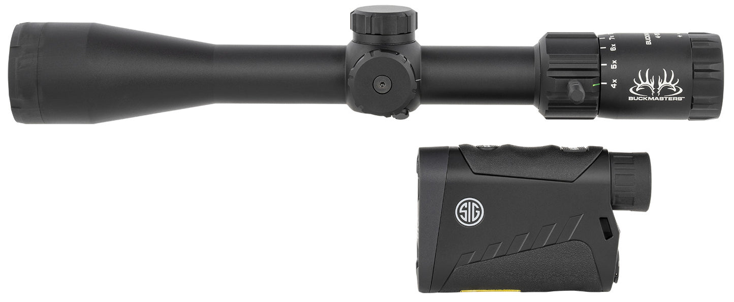 Sig Sauer Electro-Optics SOK15BM05 Buckmasters Combo Kit Black Anodized 4-16x44mm 30mm Tube, BDC Reticle, Features Buckmaster Scope/Buckmaster 1500 Rangefinder