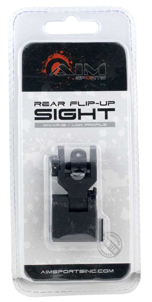 Aim Sports MT201 AR Low Profile Rear Flip Up Sight Black Anodized Low Profile For AR-15