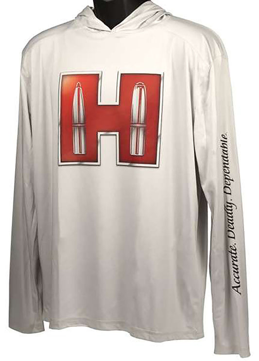 Hornady 99692S Solar Hoodie White W Red Logo Long Sleeve Small