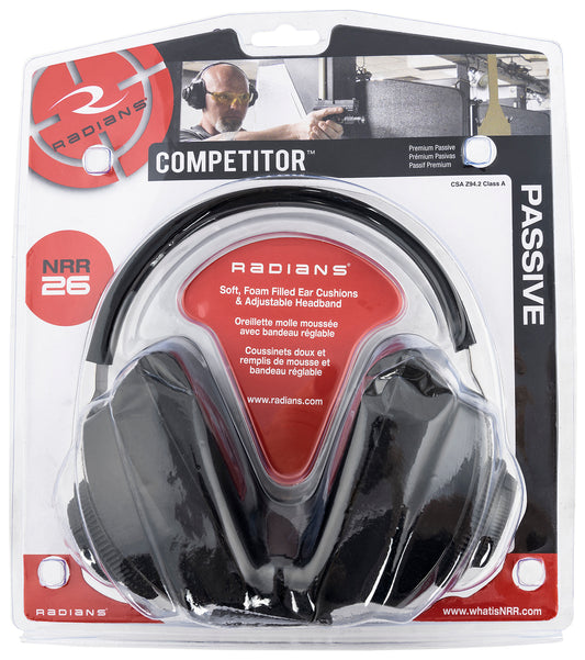 Radians CPO100CS Competitor Ear Earmuff NRR 26 Rating Black