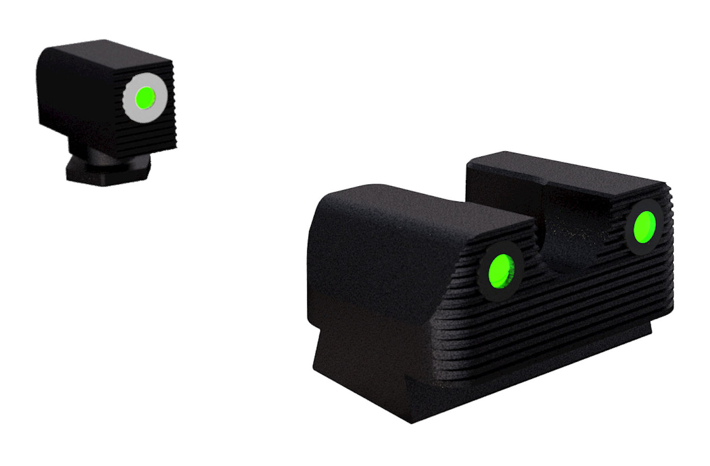 Rival Arms RA3B231G Night Sights For G17/G19 Black | Green Tritium White Ring Front Sight Green Tritium Black Ring Rear Sight