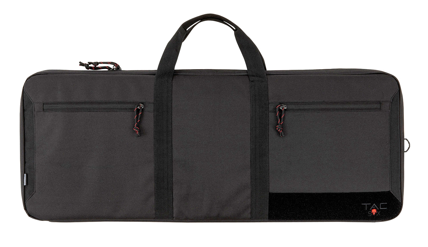 Tac Six 10823 Division Tactical Case Made Of Black 600D Polyester With Lockable Zippers, Workstation/Gun Mat, Storage Pockets & Carry Handle 32" L X 13" W X 2" H Interior Dimensions