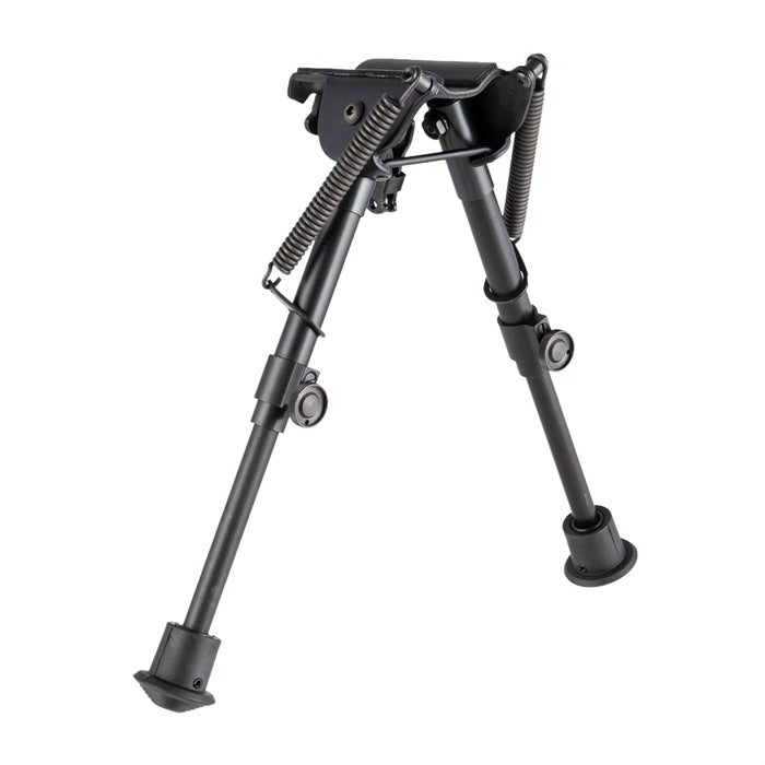 Harris Bipods 1A2-BR2 Non-Swivel BR Swivel Stud, 6-9", Black Steel/Aluminum, Self Leveling Legs, Rubber Feet (No Sling Stud Provision)