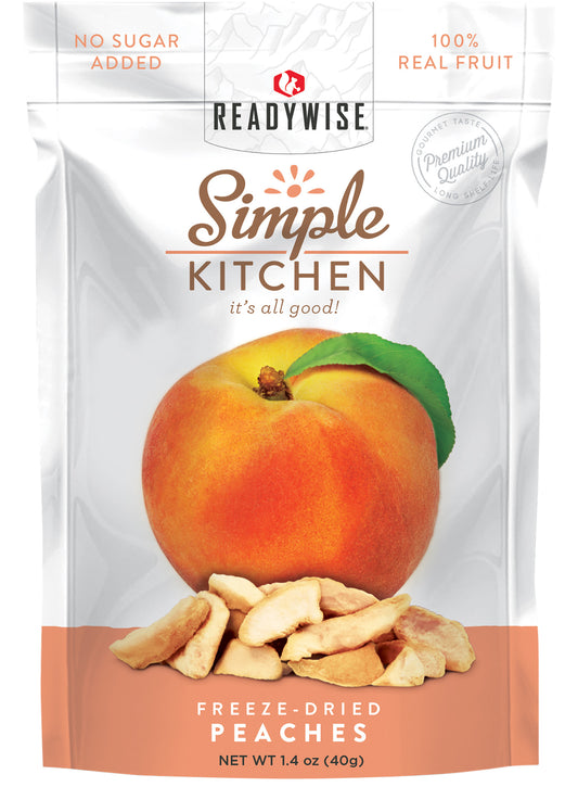 ReadyWise SK05008 Simple Kitchen Freeze Dried Fruit Peaches 1 Serving Pouch 6 Per Case