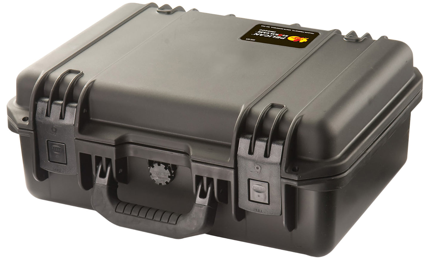 Pelican IM2200BK Storm Case Made Of HPX Resin With Black Finish, Vortex Valve, Soft-Grip Handle & 2 Lockable Hasps 15" L X 10.50" W X 6" D Interior Dimensions Holds 1 Handgun