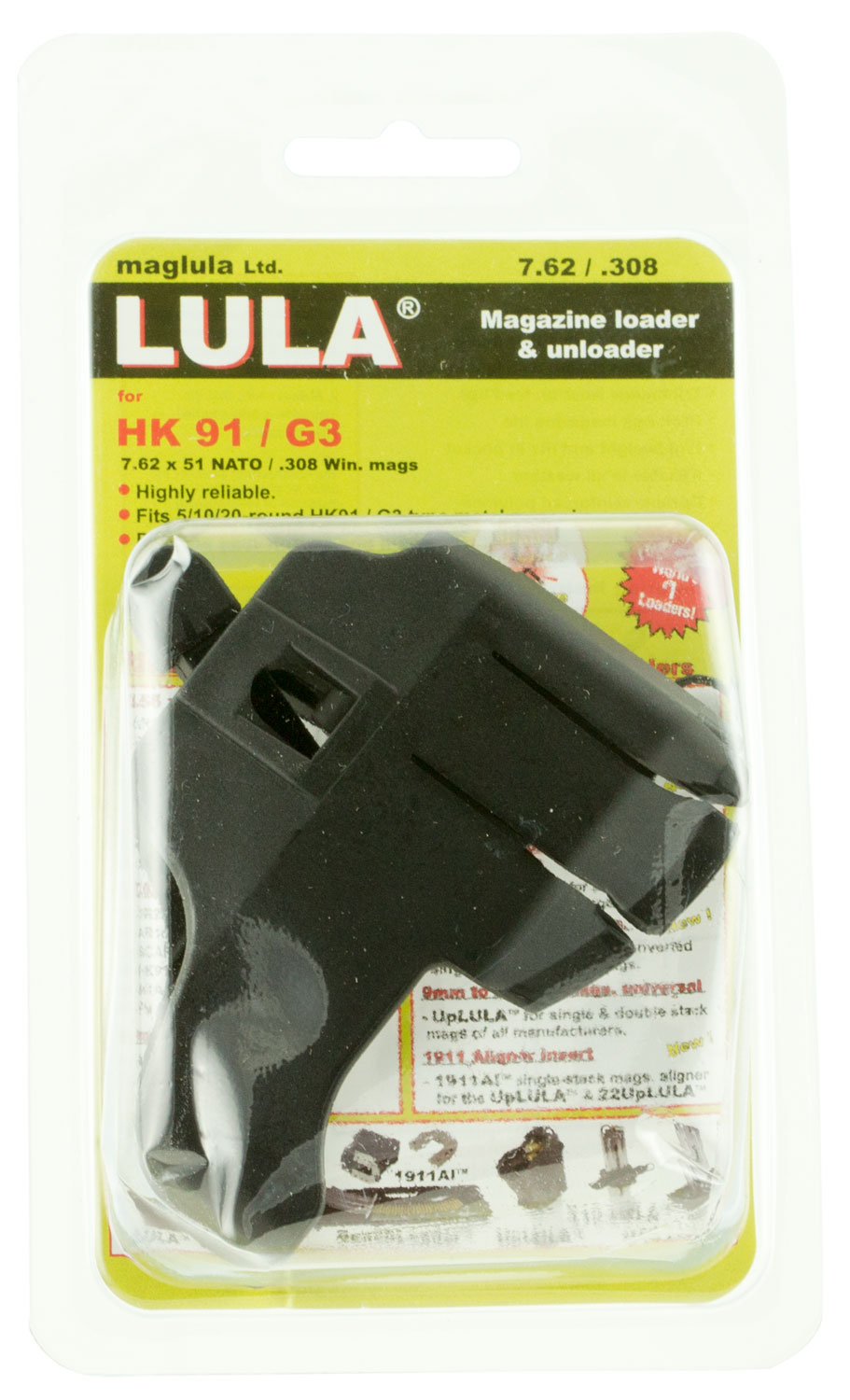 Maglula LU25B LULA Loader & Unloader Made Of Polymer With Black Finish For 308 Win, 7.62x51mm NATO HK 91, G3