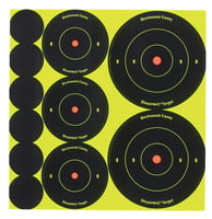 Birchwood Casey 34608 Shoot-N-C Reactive Target Variety Pack Self-Adhesive Paper Universal Black/Yellow Bullseye 132 Targets