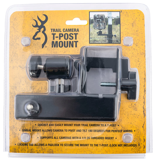 Browning Trail Cameras CTM T-Post Mount Black Powder Coated Steel Fits Browning Trail Cameras