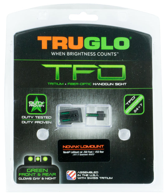 TruGlo TG131NTI TFO Black | Green Tritium & Fiber Optic Front Sight Green Tritium & Fiber Optic Rear Sight