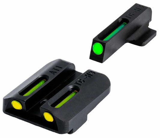 TruGlo TGTG131AT1Y TFO Black | Green Tritium & Fiber Optic Front Sight Yellow Tritium & Fiber Optic Rear Sight