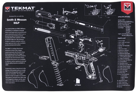 TekMat TEKR17SWMP S&W M&P Cleaning Mat S&W M&P Parts Diagram 11" X 17"