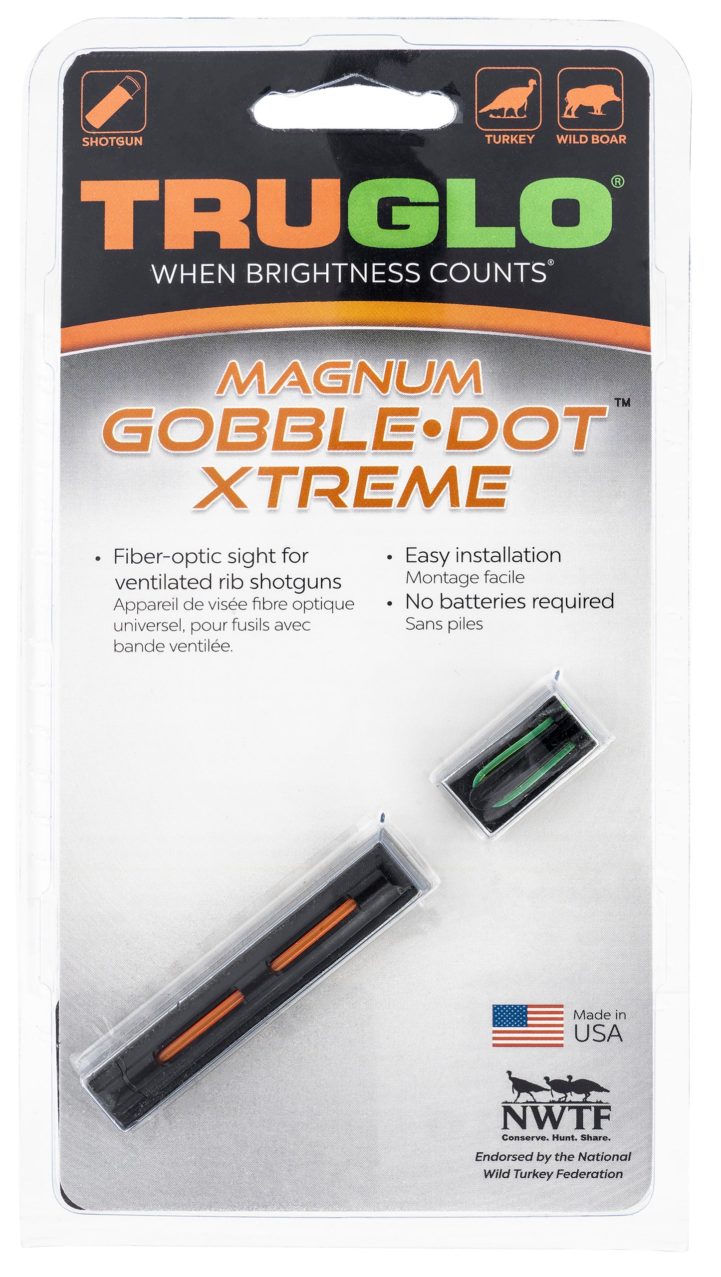 Truglo TG941XA Magnum Gobble-Dot Xtreme Universal Shotgun Fiber Optic Red/Green .25" Rib