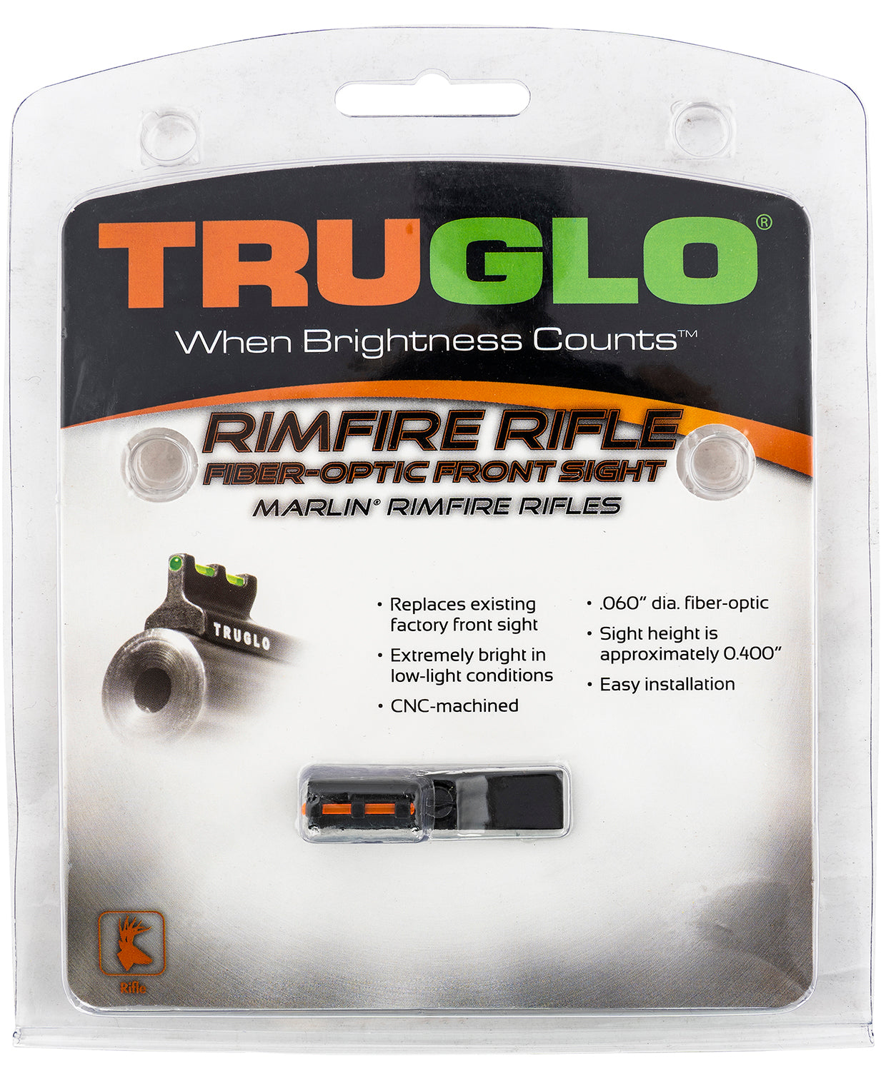 TruGlo TGTG975RB Rimfire Rifle Fiber-Optic Front Sight Black | Red Fiber Optic