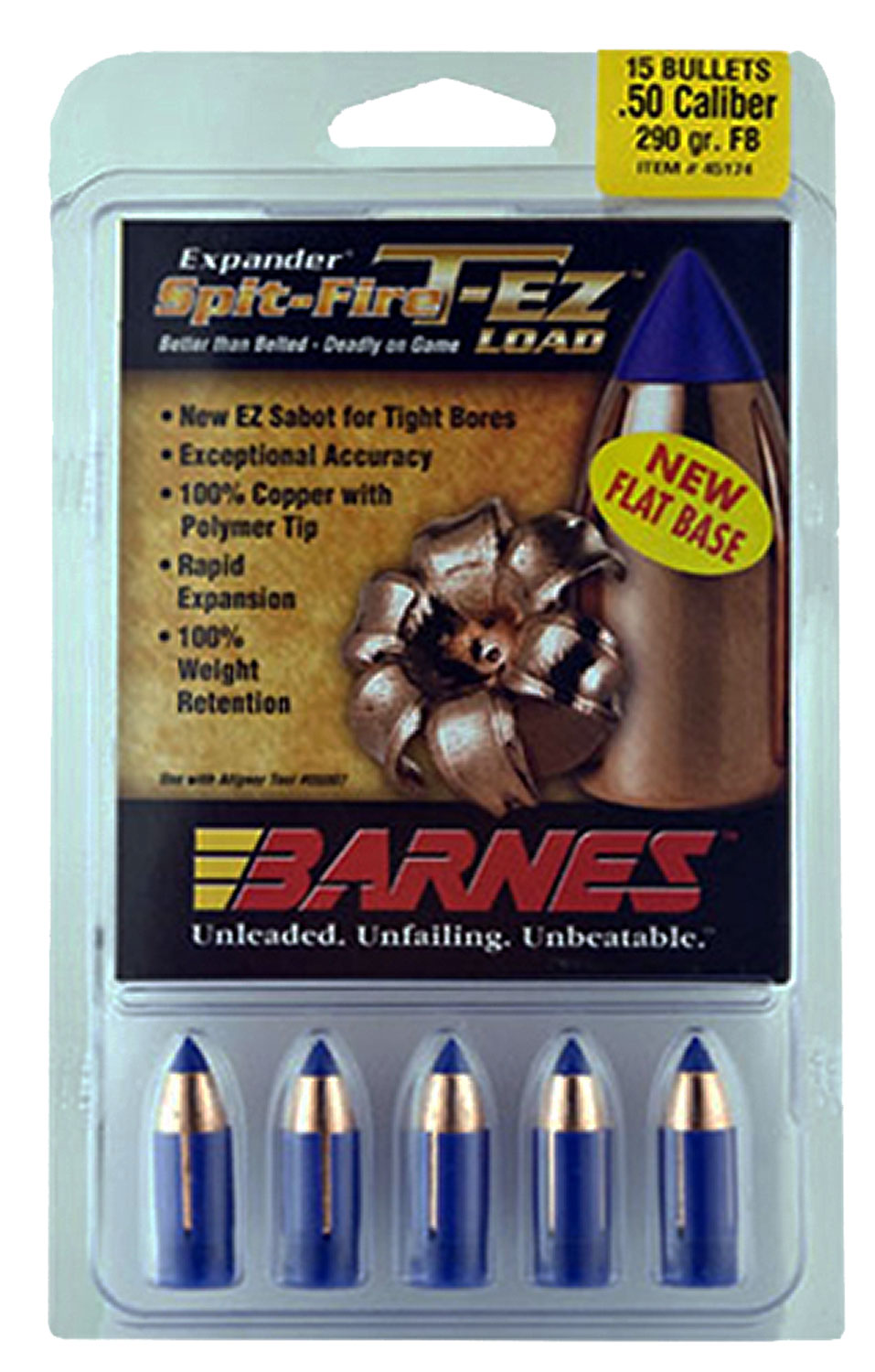 Barnes Bullets 30587 Spit-Fire T-EZ Muzzleloader 50 Cal Spit Fire T-EZ FB 250 Gr 15rd Box