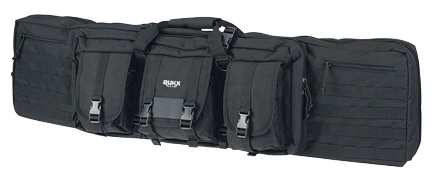 RUKX GEAR ATICT42DGB Tactical Double Gun Case Black 600D Polyester 42"