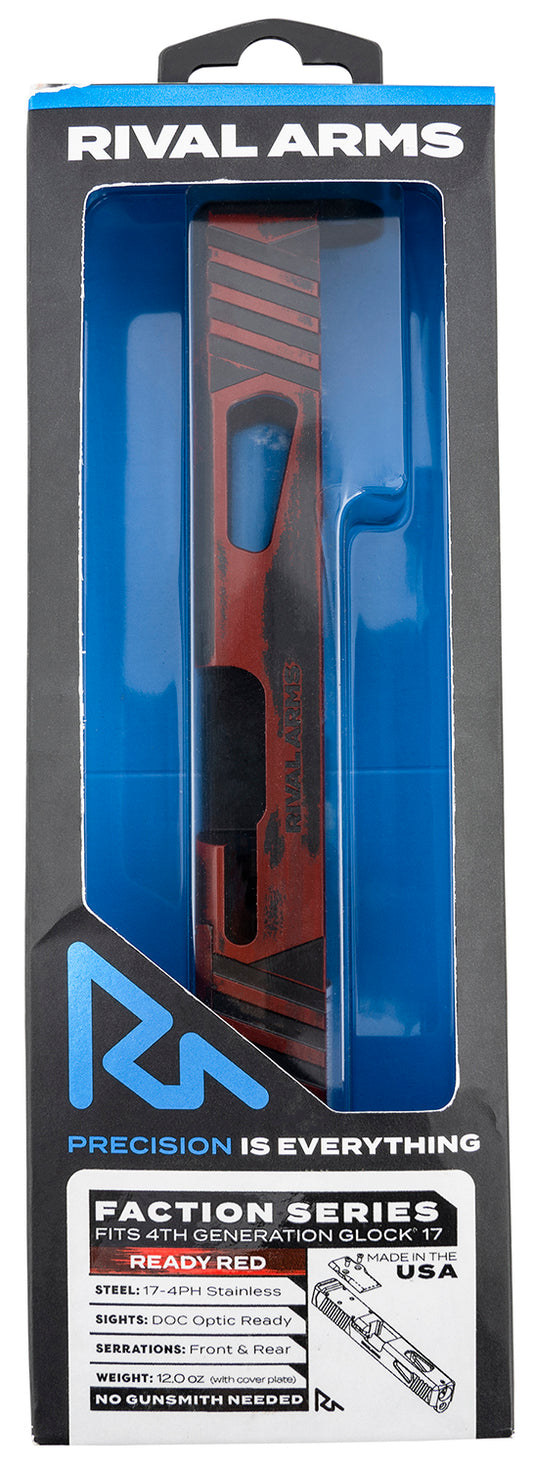 Rival Arms RA-RA12G204A Faction Series Slide A1 With RMR Cut Cerakote Ready Red 17-4 Stainless Steel For Glock 19 Gen4