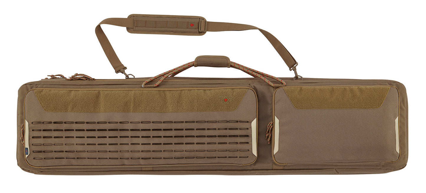 Tac Six 10844 Unit Tactical Rifle Case 55" Coyote Holds 2 Rifles With Large Exterior Pockets & Padded Shoulder Strap