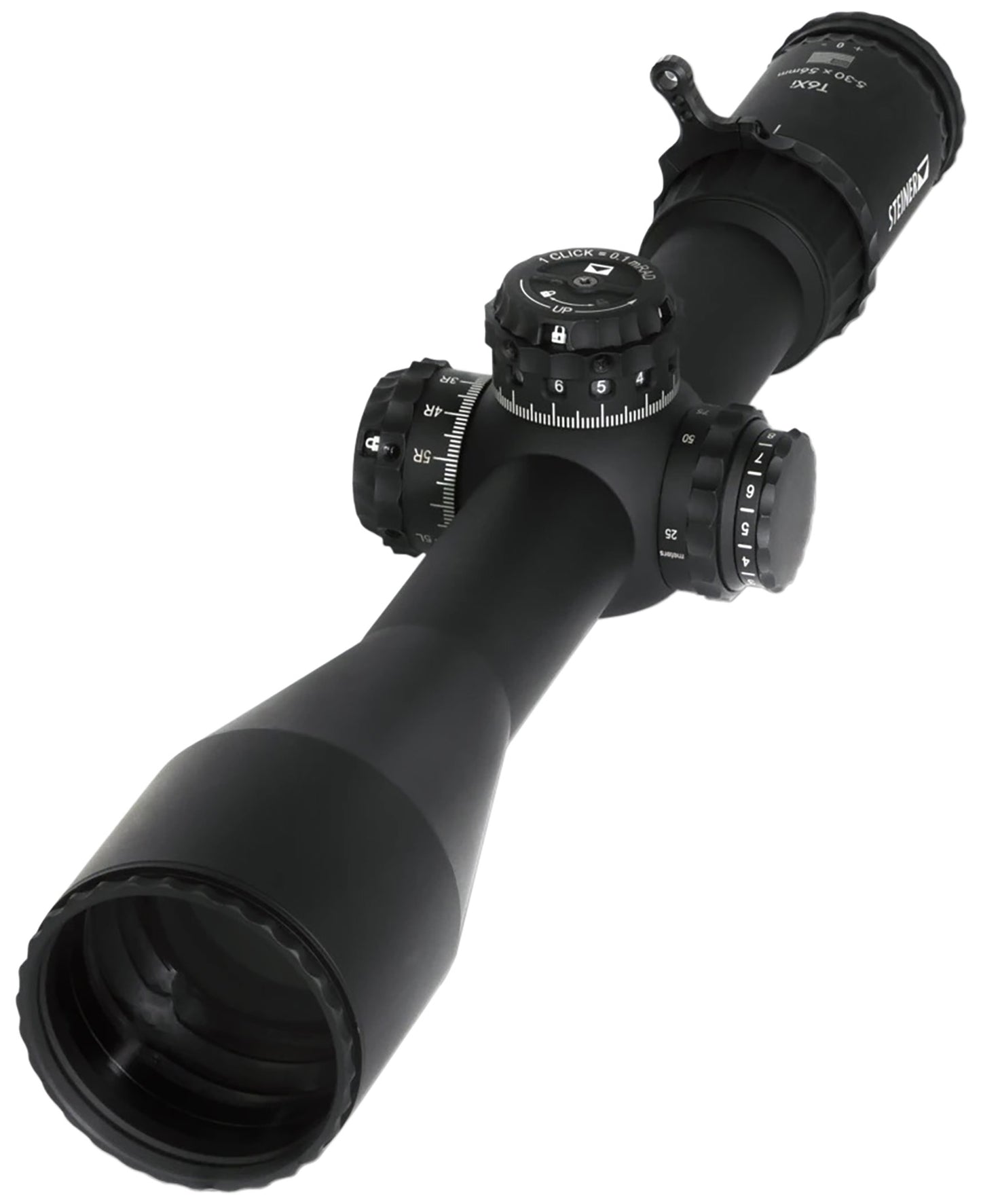 Steiner 5125 T6Xi Black 5-30x56mm 34mm Tube Illuminated SCR2 MIL Reticle Features Throw Lever