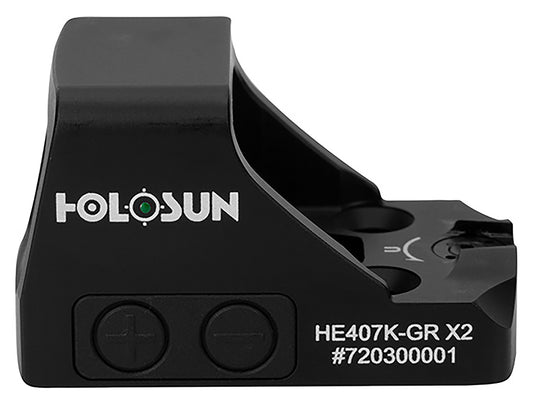 Holosun HE407KGRX2 HE407K- GR X2 Black Anodized 0.58mm X 0.77mm 6 MOA Green Dot Reticle