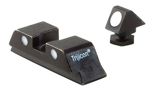 Trijicon 600234 Bright & Tough Steel Sights (No Tritium)- Glock Standard Frames Black | White Front Sight White Rear Sight