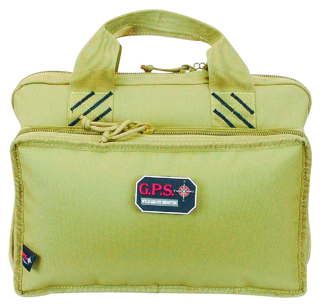 GPS Bags GPS1310PCT Quad With Visual ID Storage System, Side Pockets, Mag Storage Pocket & Tan Finish Holds Up To 4 Handguns Includes Ammo Dump Cups