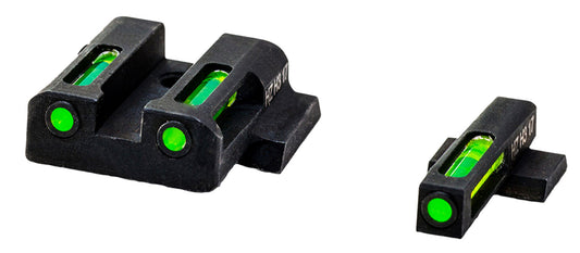 HiViz MPSN321 LiteWave H3 Tritium/LitePipe S&W M&P Shield Sight Set Black | Green Tritium With White Outline Front Sight Green Fiber Optic Rear Sight