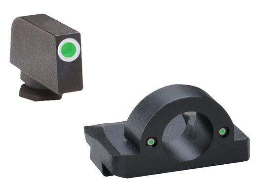 AmeriGlo GL126 Ghost Ring Sight Set For Glock Black | Green Tritium With White Outline Front Sight Green Tritium Rear Sight