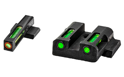 HiViz MPSN521 LiteWave H3 Tritium/LitePipe S&W M&P Shield Sight Set Black | Green Tritium With Orange Outline Front Sight Green Fiber Optic Rear Sight