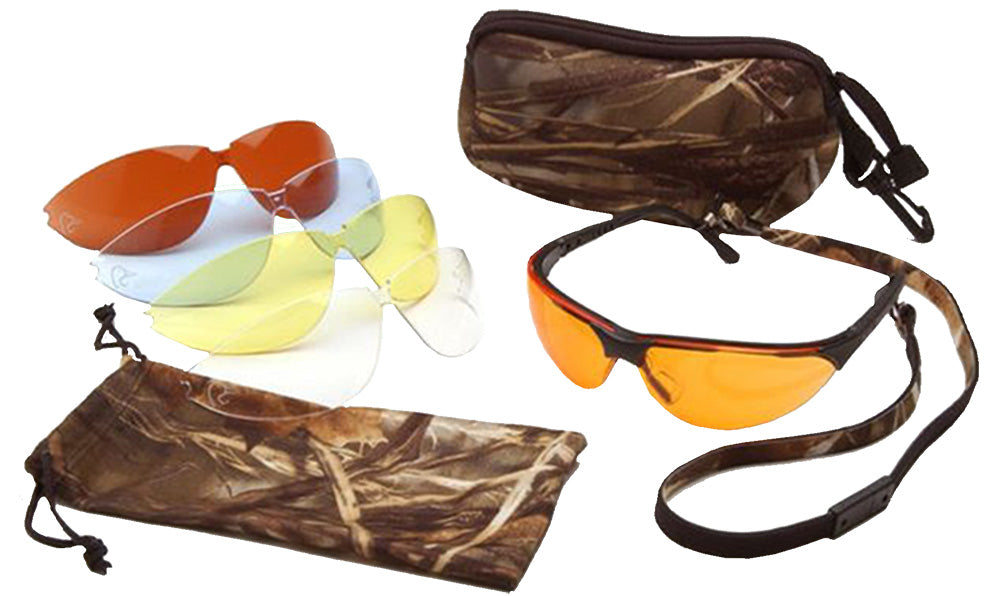 Pyramex DUCLAM1 Ducks Unlimited Shooting Kit Adult Clear Lens Amber Lens Orange Lens Vermilion Lens Sunblock Bronze Lens Anti-Fog Matte Black Frame