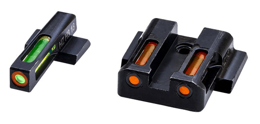 HiViz MPSN621 LiteWave H3 Tritium/LitePipe S&W M&P Shield Sight Set Black | Green Tritium With Orange Outline Front Sight Orange Fiber Optic Rear Sight