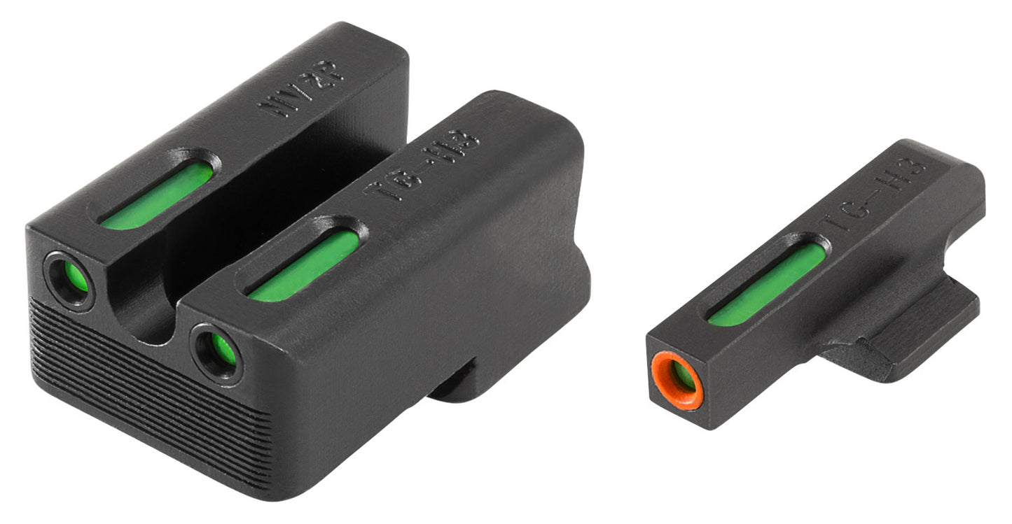 TruGlo TG13RS1PC TFX Pro Black | Green Tritium & Fiber Optic Orange Outline Front Sight Green Tritium & Fiber Optic Rear Sight