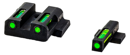 HiViz MPN321 LiteWave H3 Tritium/LitePipe S&W M&P Sight Set Black | Green Tritium With White Outline Front Sight Green Fiber Optic Rear Sight