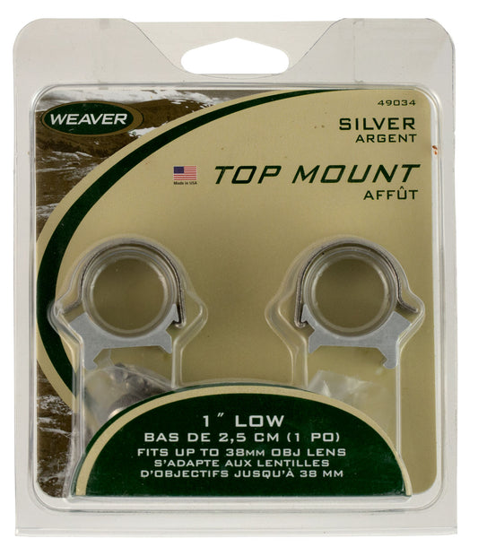 Weaver Mounts 49032 Detachable Top Mount Rings Silver 1" Medium