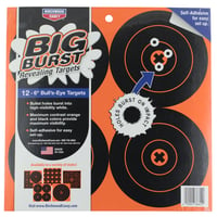 Birchwood Casey 36612 Big Burst Revealing Target Self-Adhesive Paper Black/Orange 6" Bullseye 12 PK